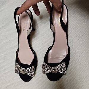 Kate Spade Black Heels with Sparkling Bow